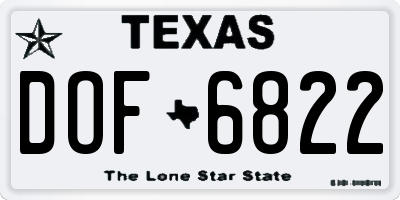 TX license plate DOF6822
