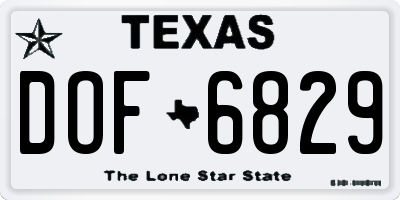 TX license plate DOF6829