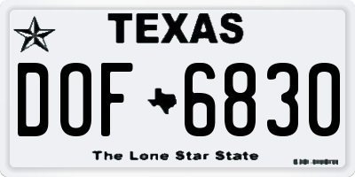 TX license plate DOF6830