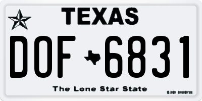 TX license plate DOF6831