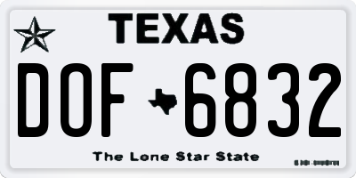 TX license plate DOF6832
