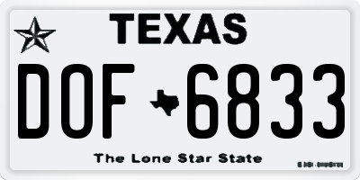TX license plate DOF6833