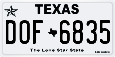 TX license plate DOF6835