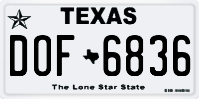 TX license plate DOF6836