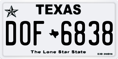 TX license plate DOF6838