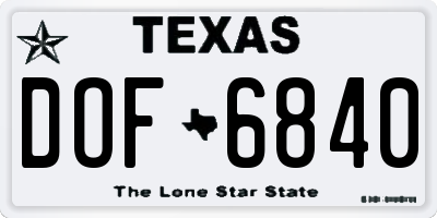 TX license plate DOF6840