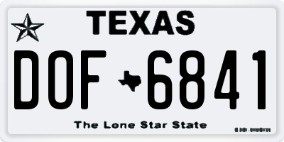 TX license plate DOF6841