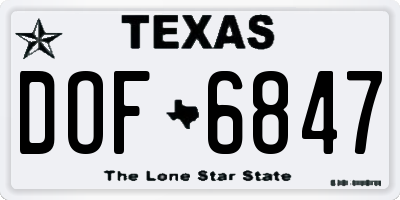 TX license plate DOF6847
