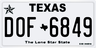 TX license plate DOF6849