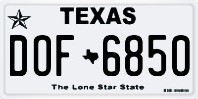 TX license plate DOF6850
