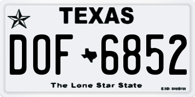 TX license plate DOF6852