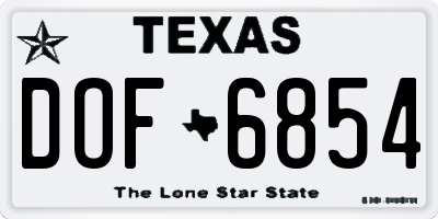 TX license plate DOF6854