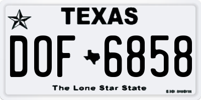 TX license plate DOF6858