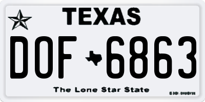 TX license plate DOF6863