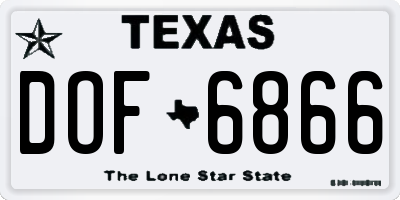 TX license plate DOF6866