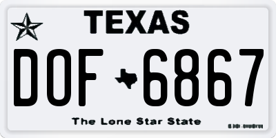 TX license plate DOF6867