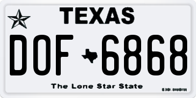 TX license plate DOF6868