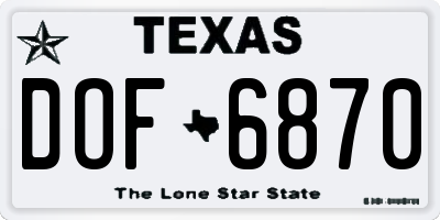 TX license plate DOF6870