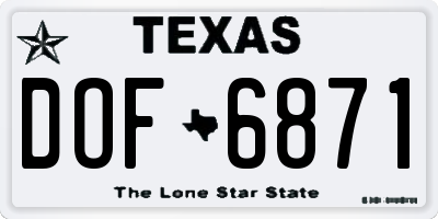 TX license plate DOF6871