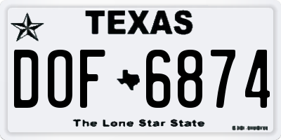 TX license plate DOF6874