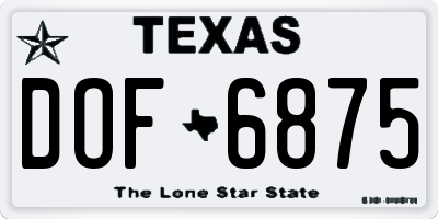 TX license plate DOF6875