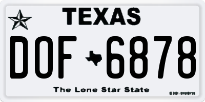 TX license plate DOF6878
