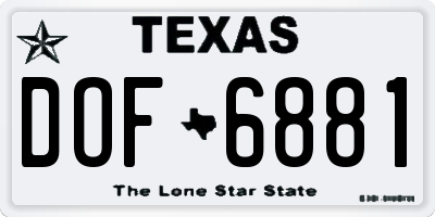 TX license plate DOF6881