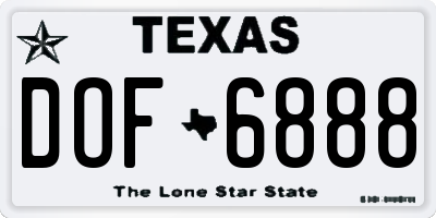 TX license plate DOF6888