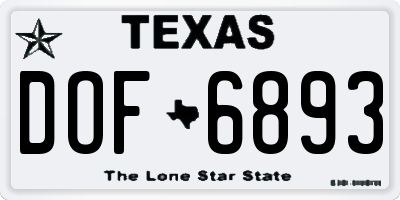 TX license plate DOF6893