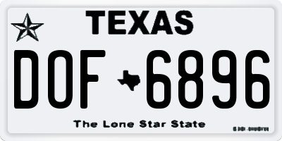 TX license plate DOF6896