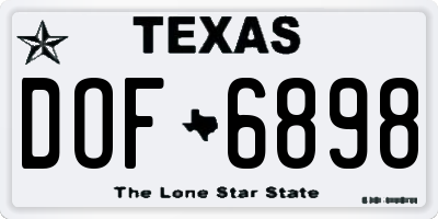 TX license plate DOF6898