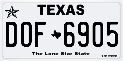 TX license plate DOF6905
