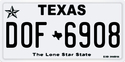 TX license plate DOF6908