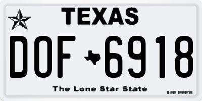 TX license plate DOF6918
