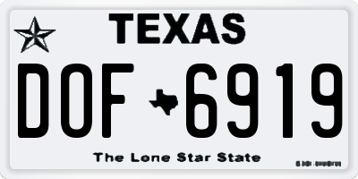 TX license plate DOF6919