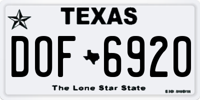 TX license plate DOF6920