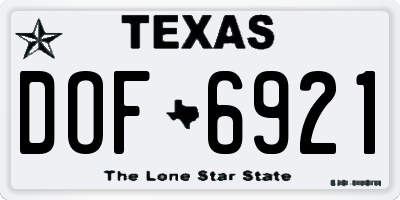 TX license plate DOF6921