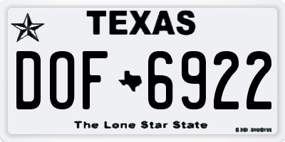 TX license plate DOF6922