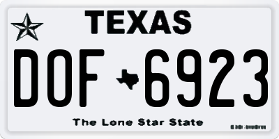 TX license plate DOF6923