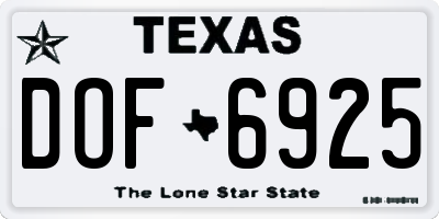 TX license plate DOF6925