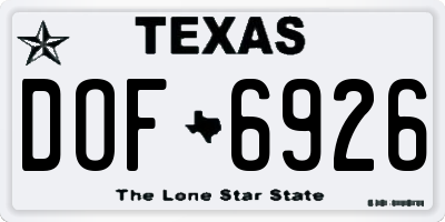 TX license plate DOF6926