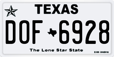 TX license plate DOF6928