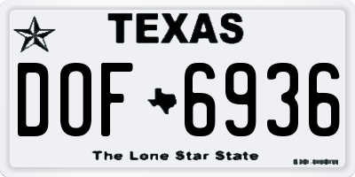 TX license plate DOF6936