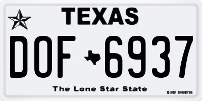 TX license plate DOF6937