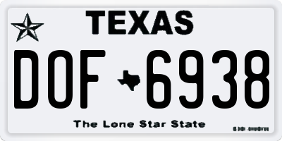 TX license plate DOF6938