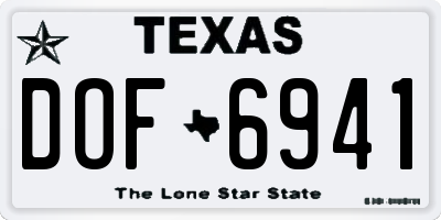 TX license plate DOF6941