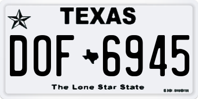TX license plate DOF6945