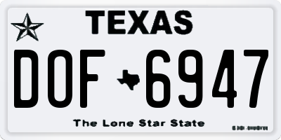 TX license plate DOF6947