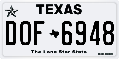 TX license plate DOF6948