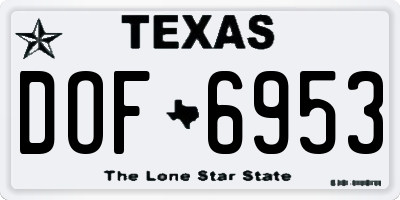 TX license plate DOF6953